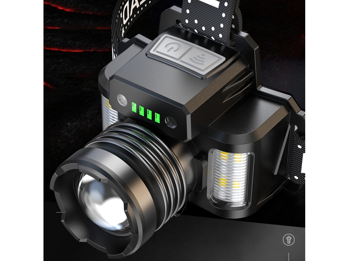 Lanterna Frontal Led Com Sensor De Movimento Recarregável Usb Zoom Ipx4 Para Camping Hiking Pesca Ciclismo