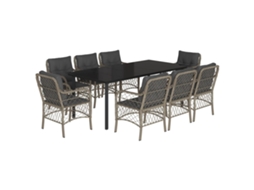 Conjunto de 9 Jantar para Jardim com Almofadões Cinzento Claro MAISON EXCLUSIVE