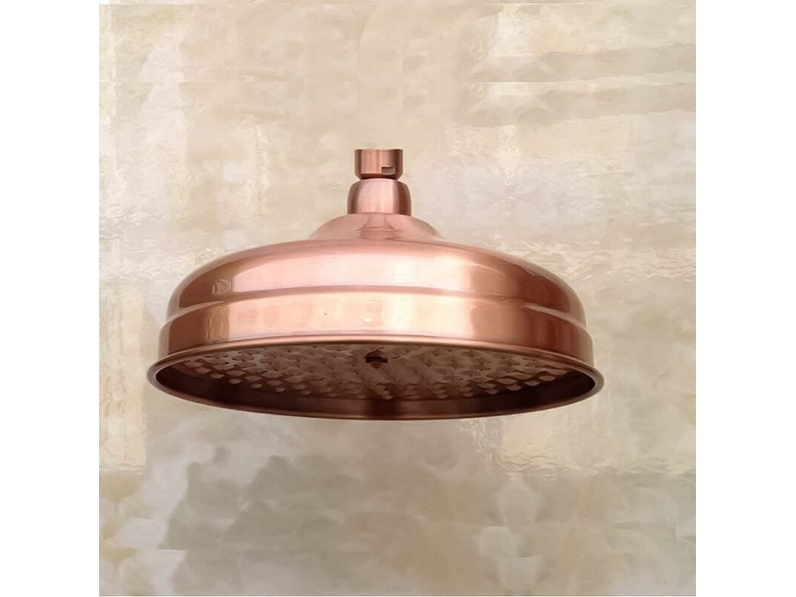 Chuveiro Cobre 20cm (8"), Alta Pressão, Fixo, Ângulo Ajustável, Dourado