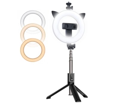 Suporte Led Lâmpada Selfie Recarregável Controle Remoto Bt CP
