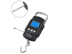 Balança de bagagem 50kg com fita métrica e gancho de aço inox, portátil e precisa para pesca e viagens | S/MARCA