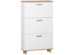 Sapateira Estilo Escandinavo Com 3 Portas Basculantes, 70 X 23,5 X 122 Cm, Branca