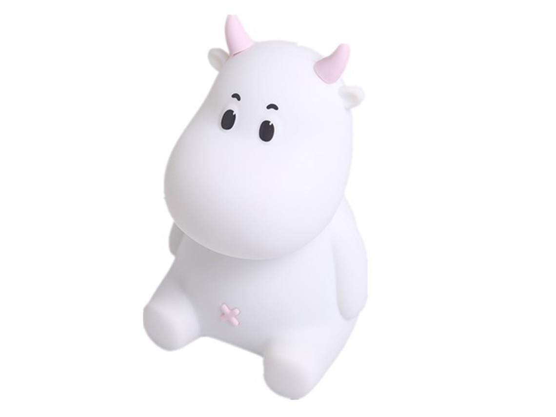 Luminária de Vaca Fofinha em Silicone Recarregável Por Usb Cor Rosa ZMDECQNA