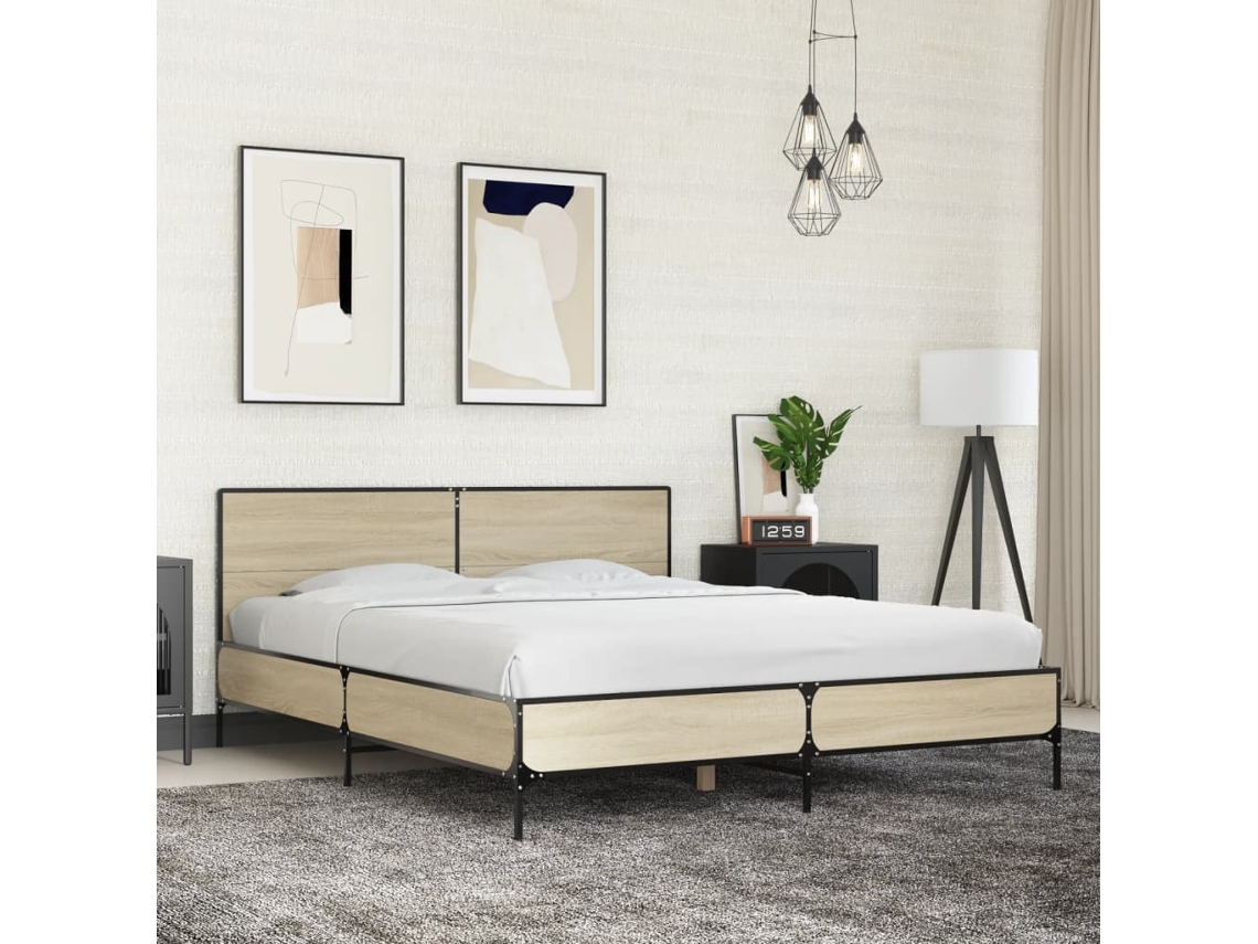 Vidaxl Estrutura De Cama 150x200 Cm Derivados Madeira/metal