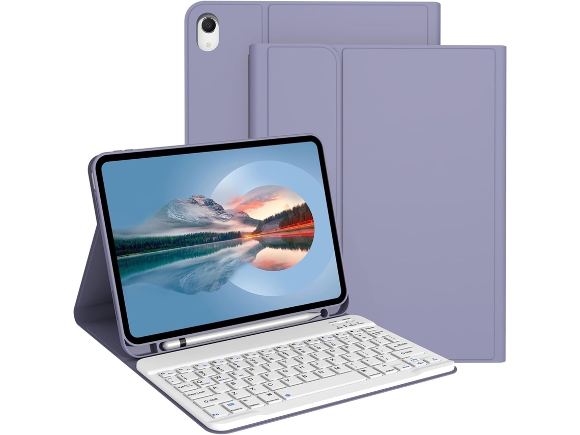 Capa Com Teclado Para Tablet Lurelia, Compatível Com I Pad 10ª Geração (10,9"), , 2022, Roxo Escuro, Teclado Bluetooth, Rato 2.4g