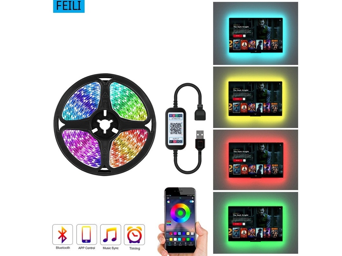 Fita de Led Colorida Usb5v À Prova D'água para Iluminação Ambiente Residencial BRILVIBERA (3 Metros)