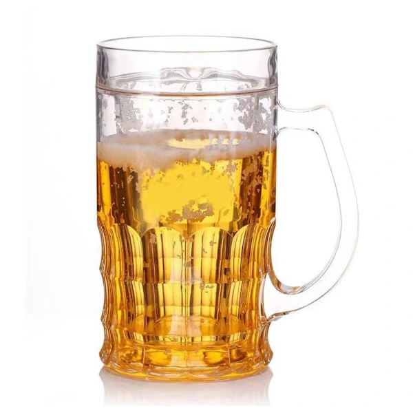 Caneca de Cerveja Falsa com Parede Interna, 400 Ml, Vidro de Camada Dupla com Alça, À Prova de Vazamentos AQUAFORGE