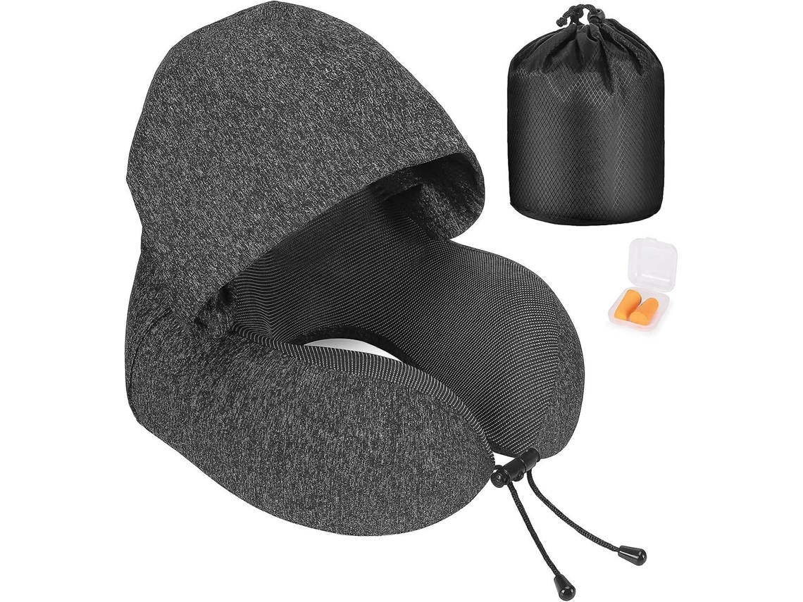 Lurelia Almofada Viagem, Espuma Viscoelástica, Capuz, Protetores Auriculares