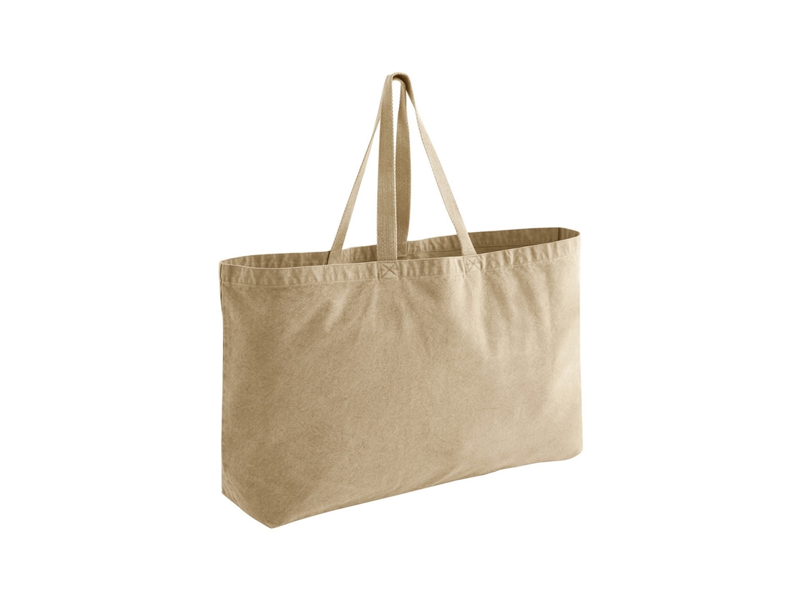 Bolsa tote AQUAFORGE, Westford Mill, vintage, areia, tingida em peça lavada