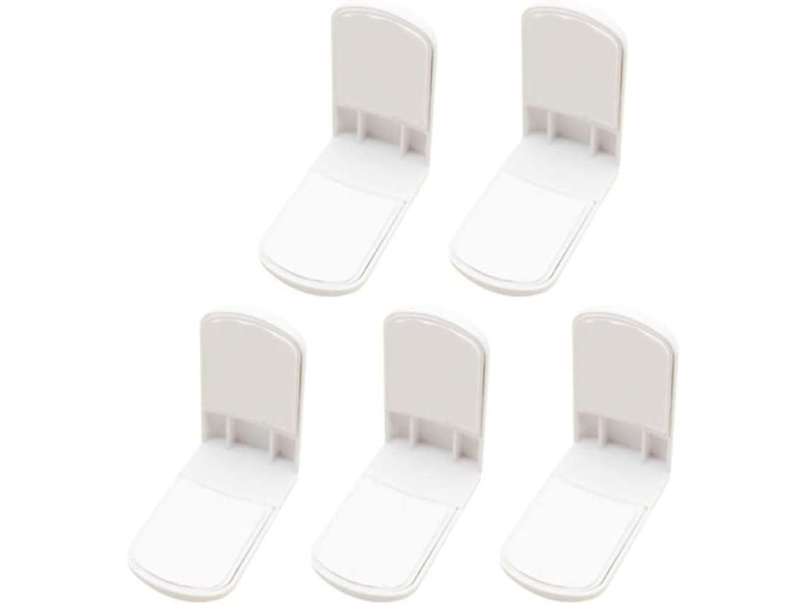 Conjunto de 10 fechaduras de segurança brancas em ângulo reto para guarda-roupas.