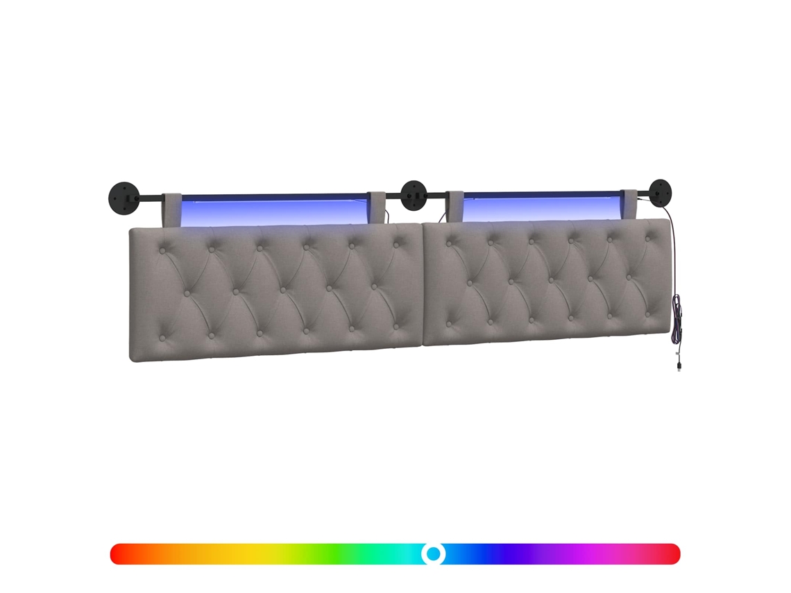 Conjunto 1 Cabeceira Suspensa Vidaxl Castanho-acinzentado Tecido (210 X 55 X 7 Cm)