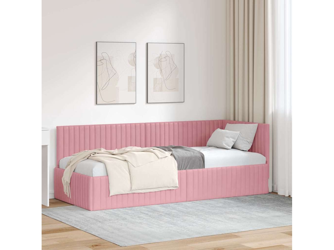 Vidaxl Estrutura De Cama De Canto Rosa 80 Cm X 200 Cm Veludo