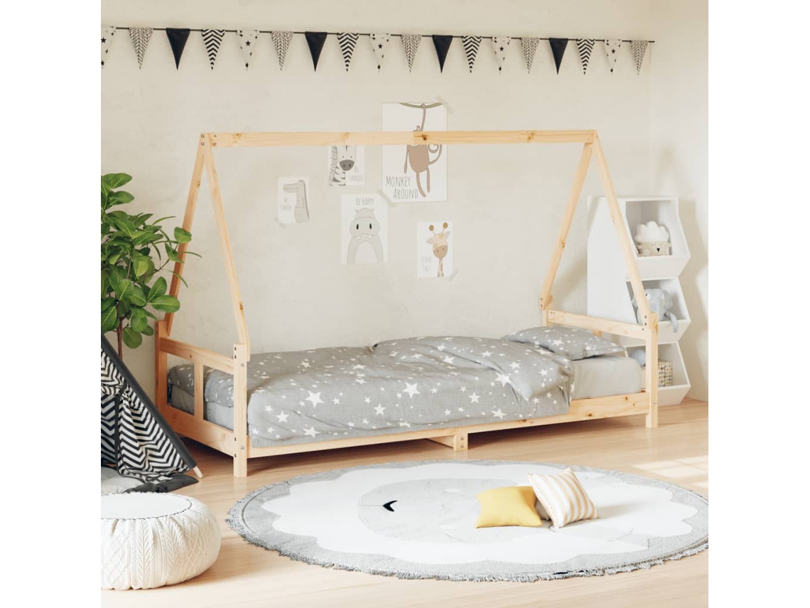 Vidaxl Estrutura De Cama Infantil 80x200 Cm Madeira De Pinho Maciça