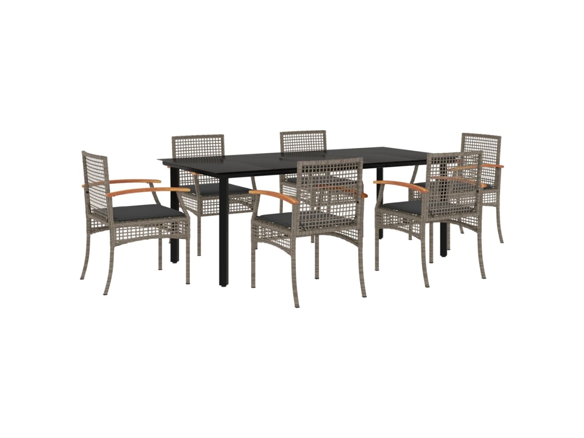 Garden Dining Set, Garden Dining Sets Vidaxl Cinzeto Rattan / Vime (mesa Com 200 Cm De Comprimento)