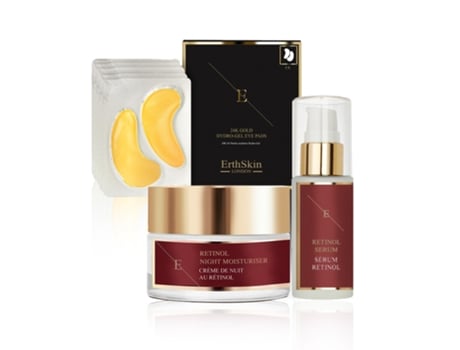 Sérum De Retinol 30ml Hidratante Noturno De Retinol 50ml Adesivo De Colágeno Dourado Para A Área Dos Olhos 24k 5x2 Discos Erth Skin London