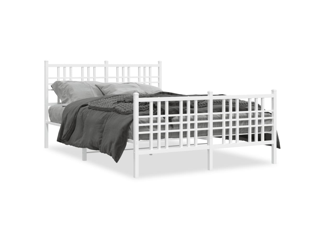 Bed Frame, Bed Frames Vidaxl Branco Aço (120 X 190 Cm)