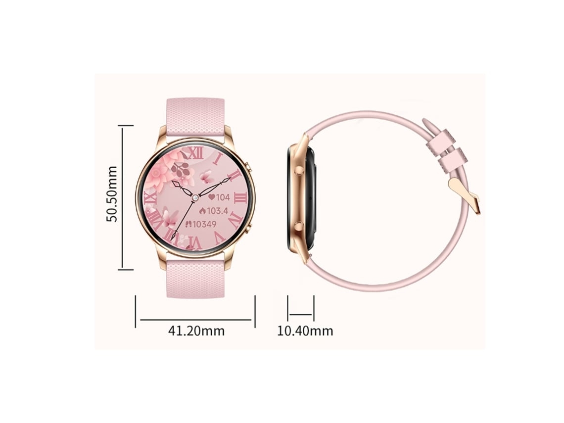 Smartwatch com Display Amoled Full-Touch de 1 32 Polegadas Chamadas Bluetooth Recursos de Saúde Feminina e Design Redondo Prata YEMAESRE