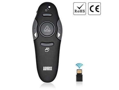 August Lp205 Ponteiro Laser Red Wireless Professional Powerpoint Slideshow Apresentação Controle Remoto August