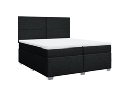 Cama com Molas/colchão 200x200 Cm Tecido Preto MAISON EXCLUSIVE