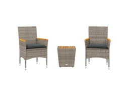 Conjunto de 3 Bistrô com Almofadões Vime Pe/vidro Cinza MAISON EXCLUSIVE (3pcs)