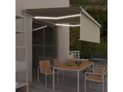 Vidaxl Toldo Automático C/ Estore/led/sensor De Vento 4x3 M Cor Creme