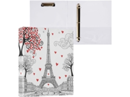 Pasta de 3 Argolas para Papel Tamanho Carta , Organizador Redondas com Prancheta, Suporte Pran (27,9 X 21,6 Cm)