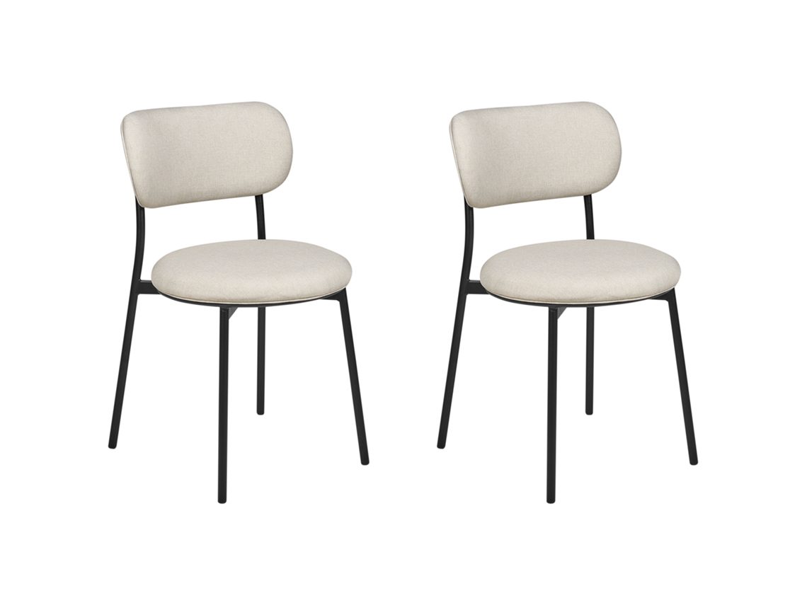 Juego De Sillas Tapizadas Modernas Beliani Casey De Tela Beige 43x50x76