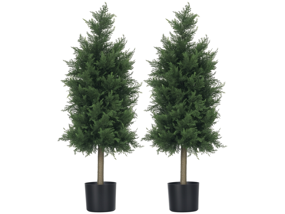 Conjunto de 2 Plantas Artificiais de Cedro com Vaso, Conífera, 90 Cm de Altura CHEZMOI (38 X 12,5 X 90 Cm)