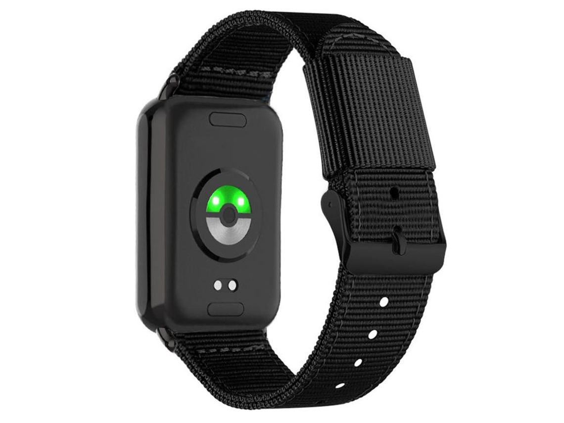 Bracelete Para Xiaomi Band 9 Pro / 8 Pro - Nylon Trançado - Fivela De Pino Preta Preta