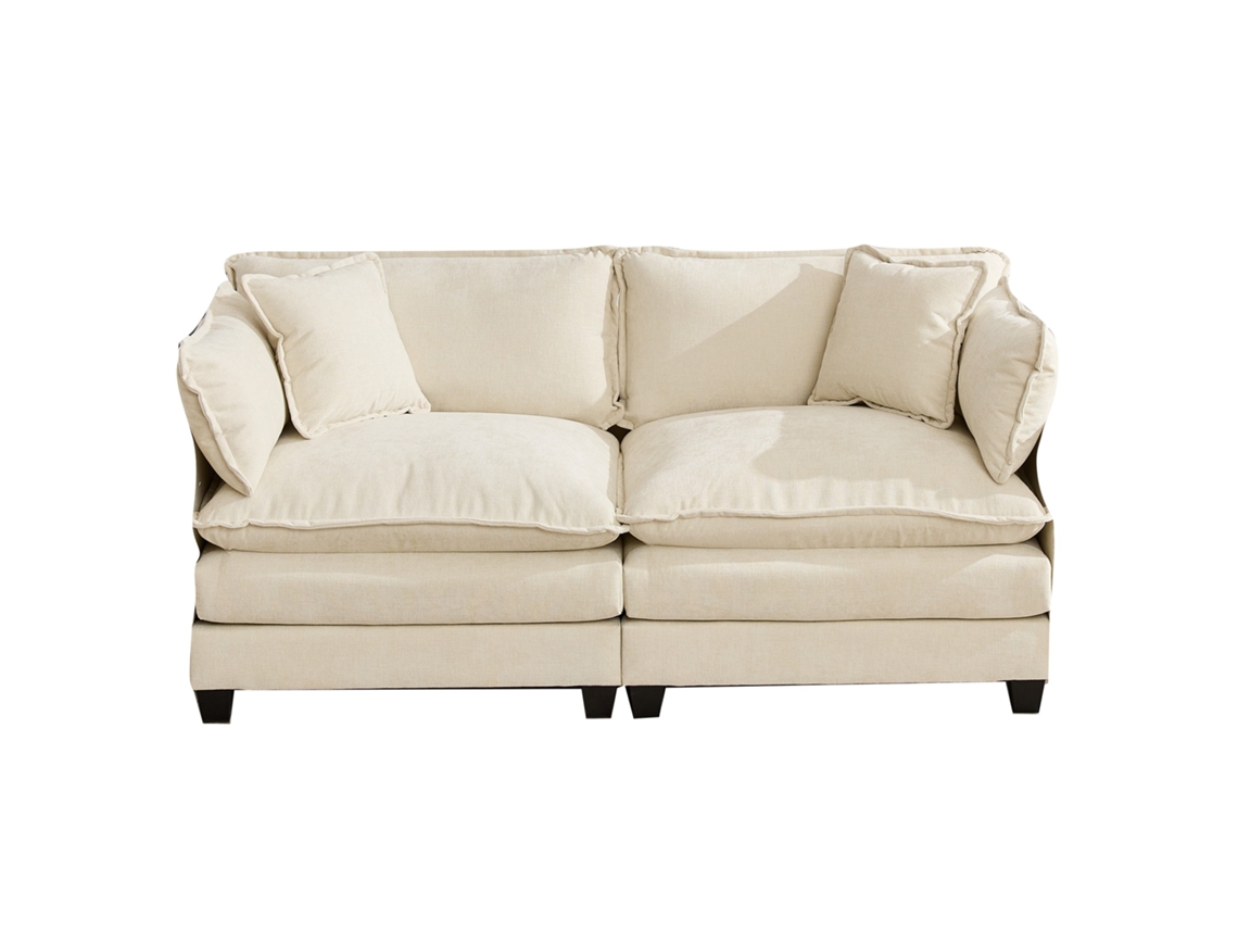 Sofácloud2lbege,modular,chenille,s/braços. Cs
