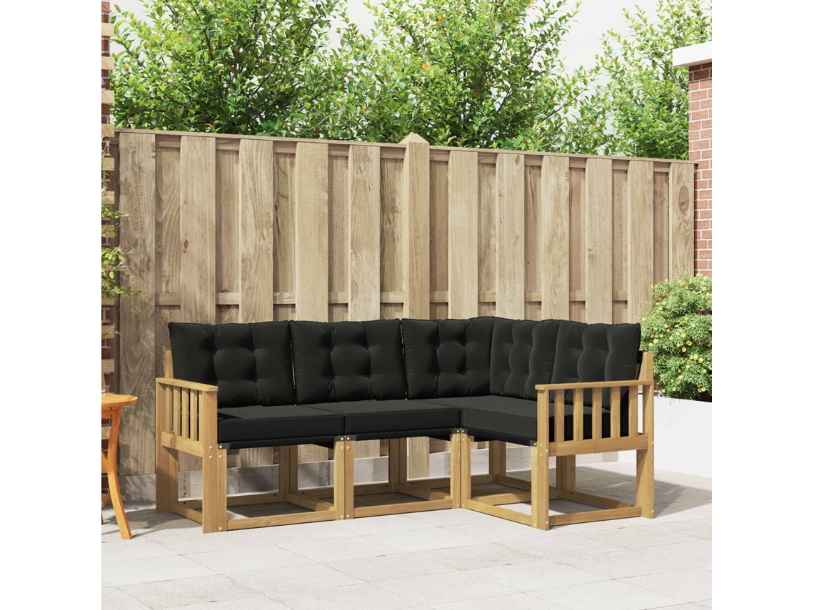 Vidaxl Conjunto De Sofás Para Exterior 4 Unid. Branco E Preto