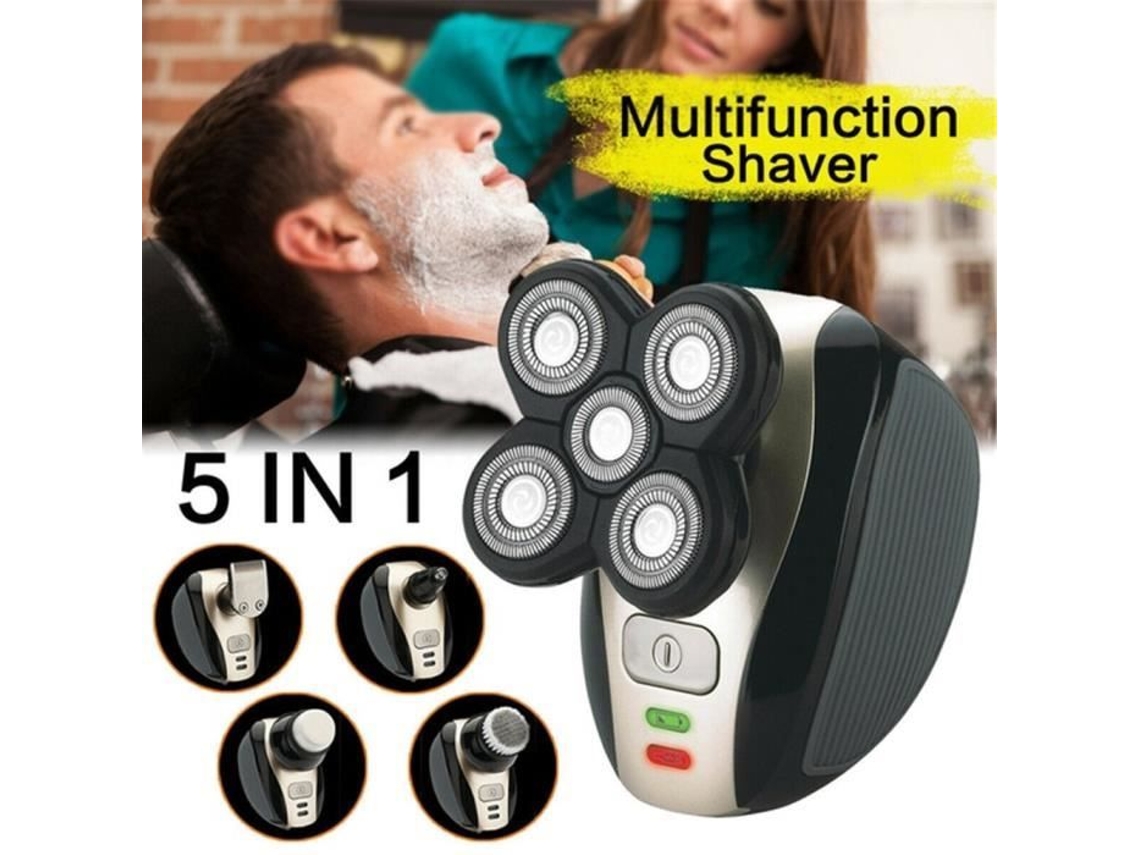 Barbeador Elétrico para Homens Carecas - Ouro - Barbeador de Barba 5 em 1 - Aparador Facial - Recarregável USB S/MARCA