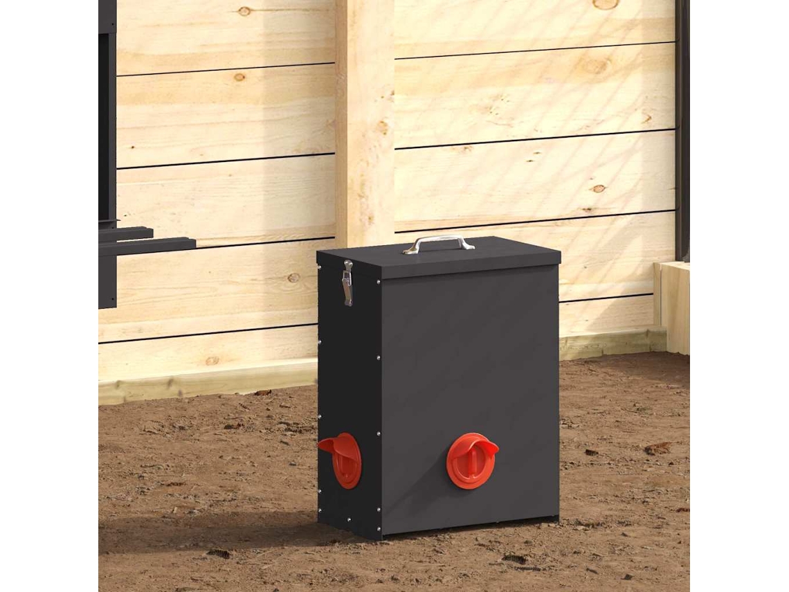 Vidaxl Comedouro Para Galinha Preto 32,5 X 20,5 X 43 Cm 25 Kg