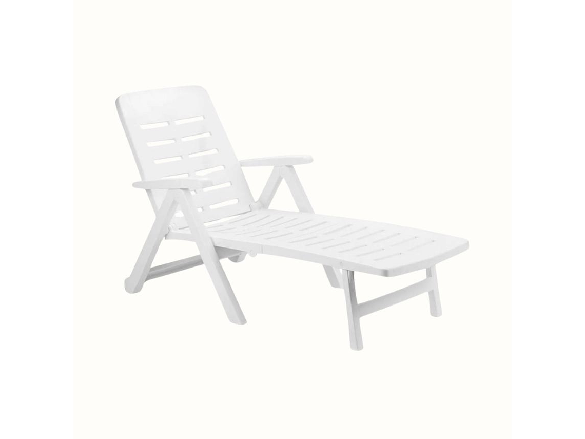 Espreguiçadeira IPAE PROGARDEN Smeraldo Com Rodas Branco (72x189x96cm)