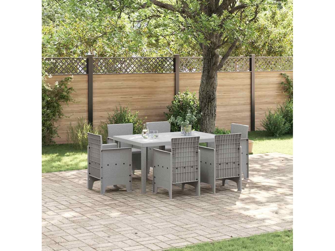 Vidaxl Conjunto De Jantar Para Jardim 7 Unid. Cinzento-claro