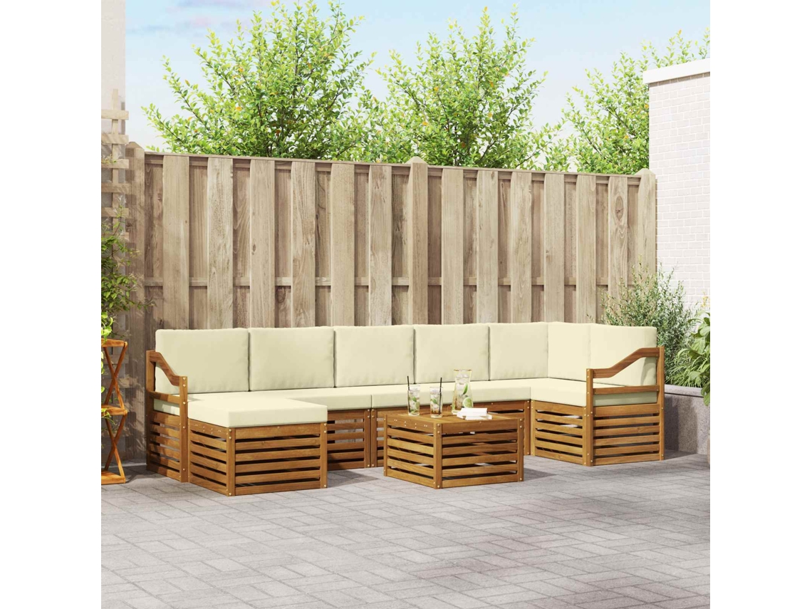 Vidaxl Conjunto De Sofás Para Exterior 8 Pcs Natural E Creme