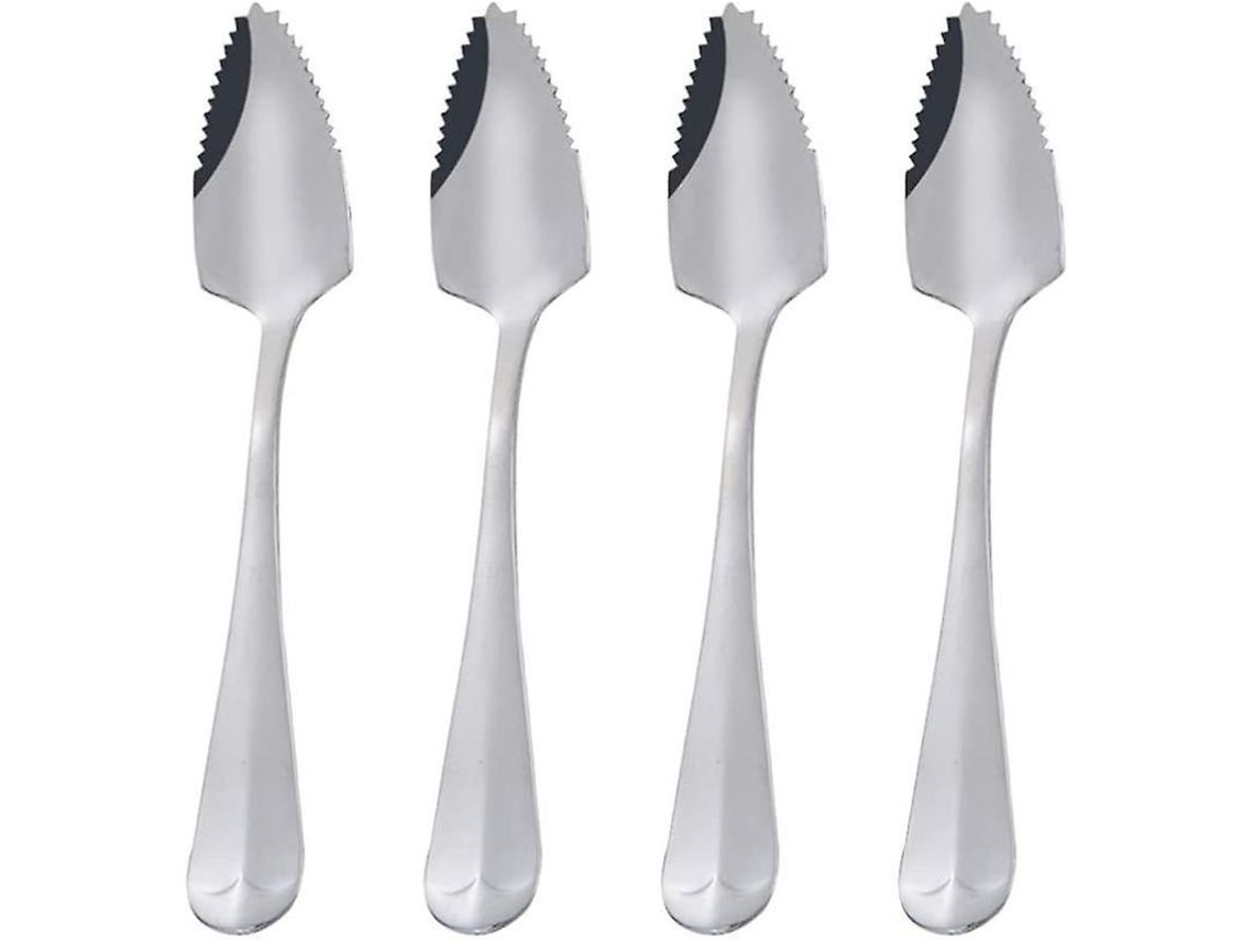 Nova Line 4 Colheres de Aço Inoxidável com Borda Denteada para Frutas e Sobremesas