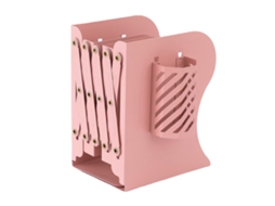 Mesa de Escritório com Suporte de Livros Expansível, Rosa