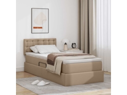 Vidaxl Cama Com Arrumação E Led Com Fitas Led Cappuccino 100 X 200 Cm