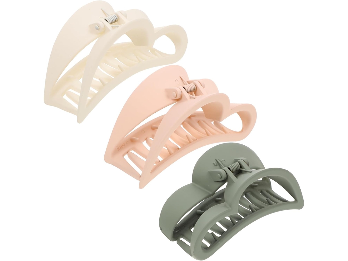 Presilhas de cabelo leves e confortáveis, conjunto com 3 unidades, em formato de coração, feitas de plástico.