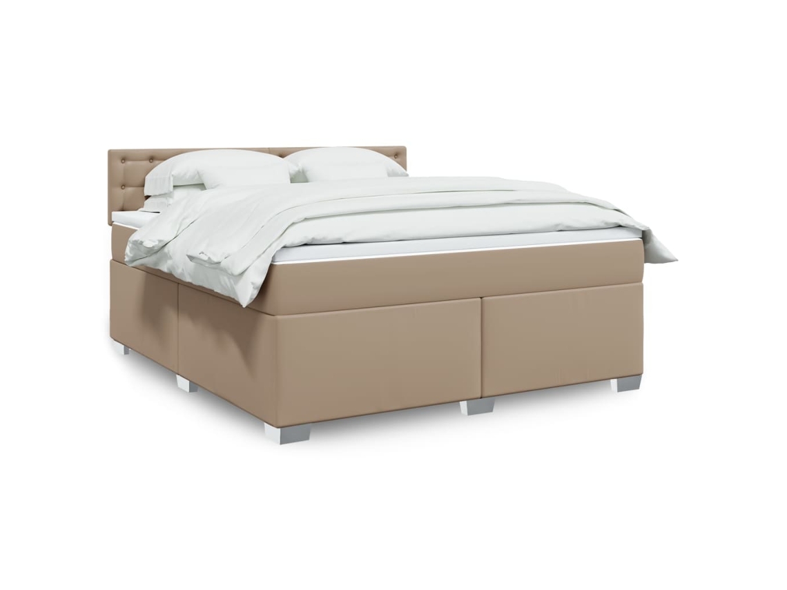 Vidaxl Cama Com Molas/colchão 180x200 Cm Couro Artificial Cappuccino