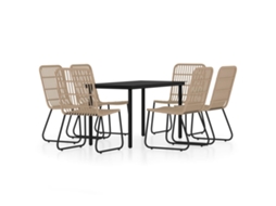 Maison Exclusive - 7 Pcs Conjunto De Jantar Para Jardim Cor De Carvalho