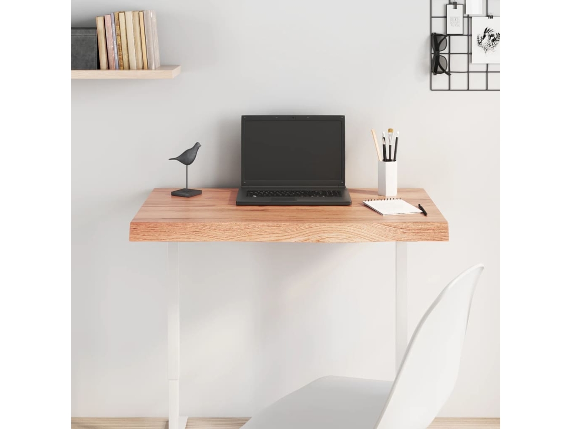 Vidaxl Tampo De Mesa 80x40x(2-6) Cm Carvalho Tratado Castanho-claro