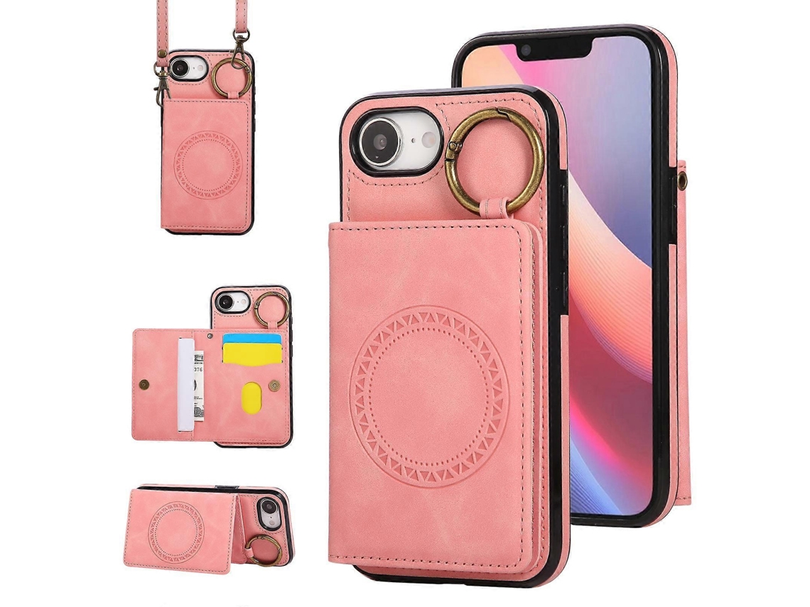 Capa De Celular Com Fivela Magnética Para Carro E Cartão Com Cordão