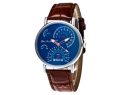 Reloj De Pulsera Para Hombre Analógico Con Correa De Pu Moda Cuarzo Dial Redondo Café