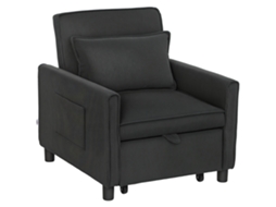 Cama Reclinável com Bolsos Laterais. em Tecido com Efeito Veludo. 74x84x81 Cm. Cinza Escuro Ge