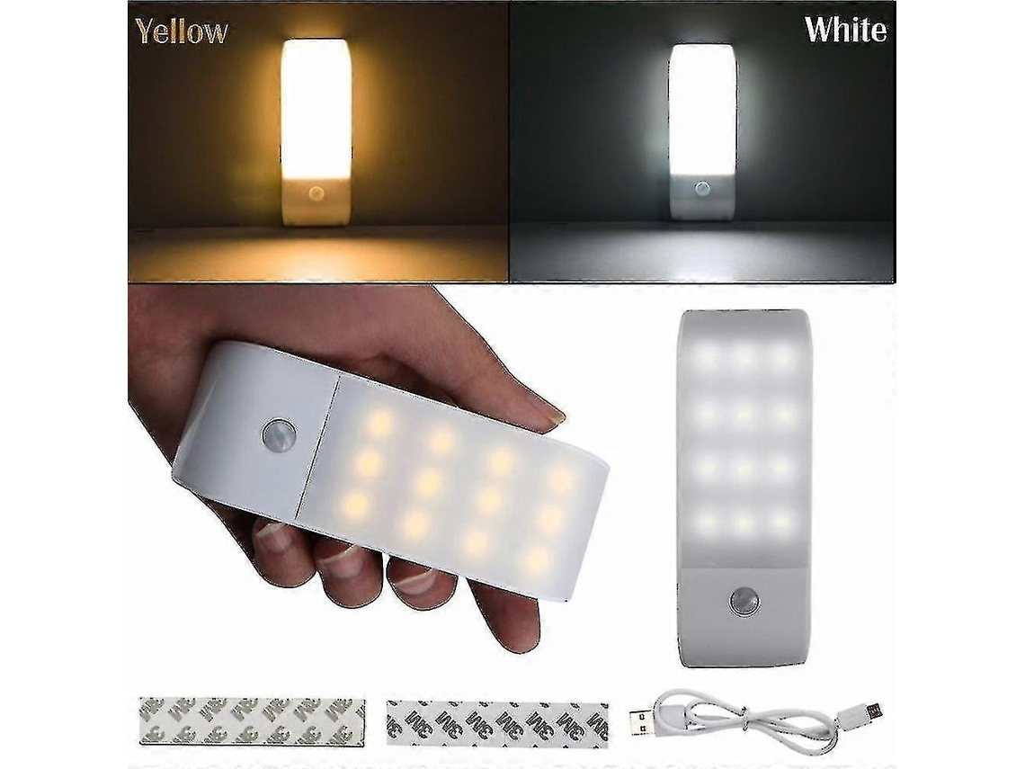 Omni luz Noturna para Armário com 12 Leds Recarregáveis, Sensor Pir de Movimento, Colável Usb para Armários e Corredores