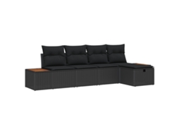 Conjunto 6 Móveis Para Exterior Vidaxl Preto Vime Pe (55 X 62 X 69 Cm)