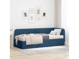 Vidaxl Estrutura De Cama De Canto Azul 80 X 200 Cm Tecido