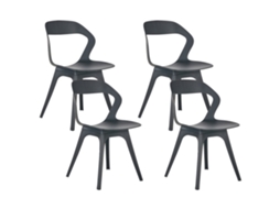 Sillas De Exterior Con Respaldo Recortado Beliani Lachania De Polipropileno Negro 47x45x80